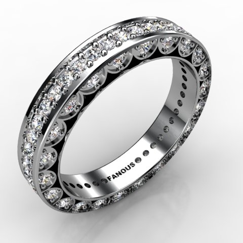 18k White Gold Wedding Band 1.364cts SKU: 0300754-18kw